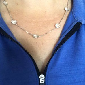 Sterling silver and quartz station necklace